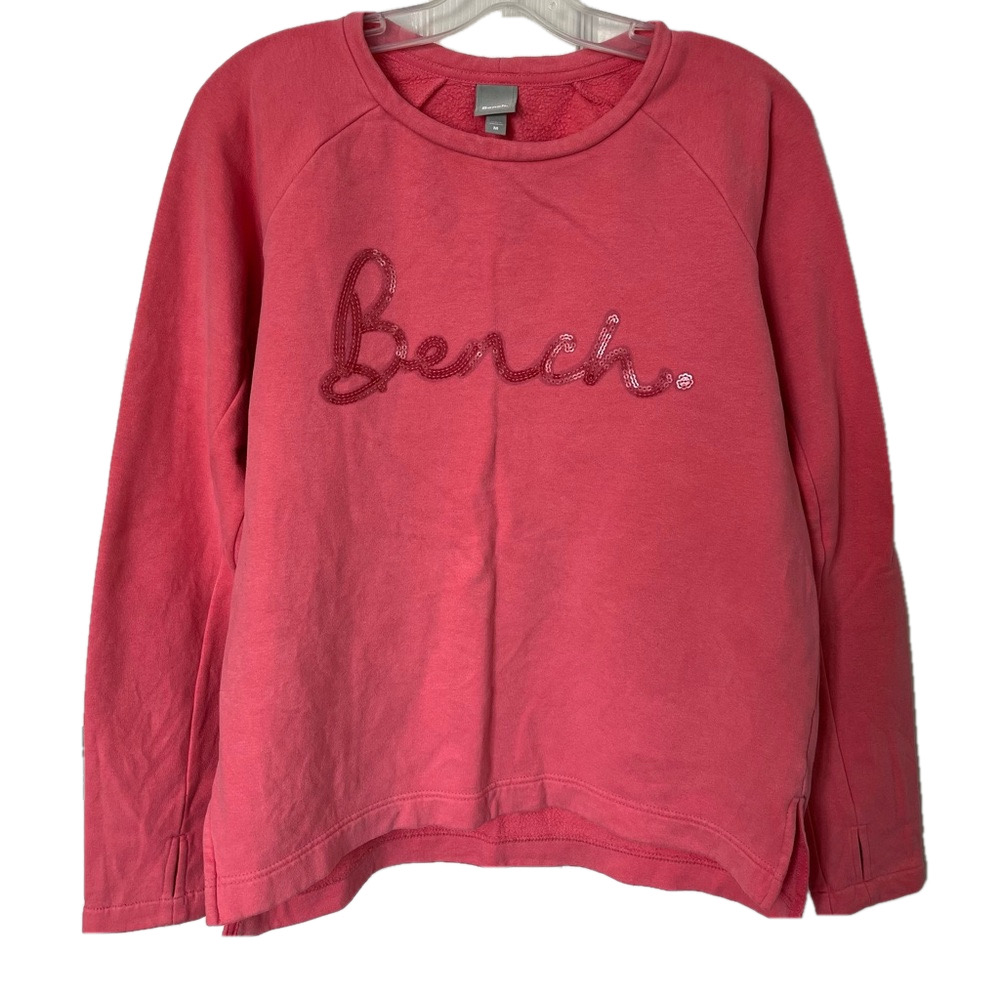 Bench Crew Neck Bubblegum Pink Sequin Appliquรฉ Branded Womenโs M